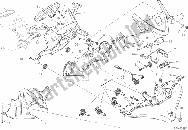 All parts for the Fanale Anteriore E Cruscotto of the Ducati Superbike Panigale R 1199 2015